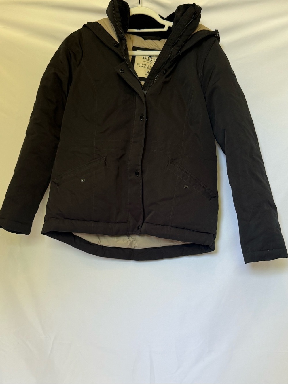 Hollister Ultimate Down Collection Hooded Parka Jacket Black Size M EUC
